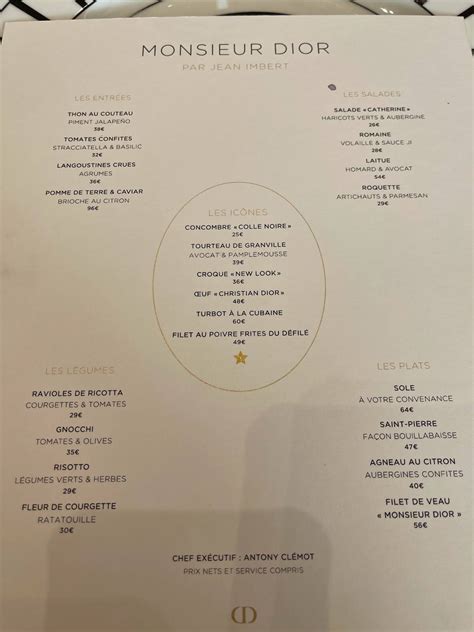 dior cafe paris menu|monsieur dior restaurant menu.